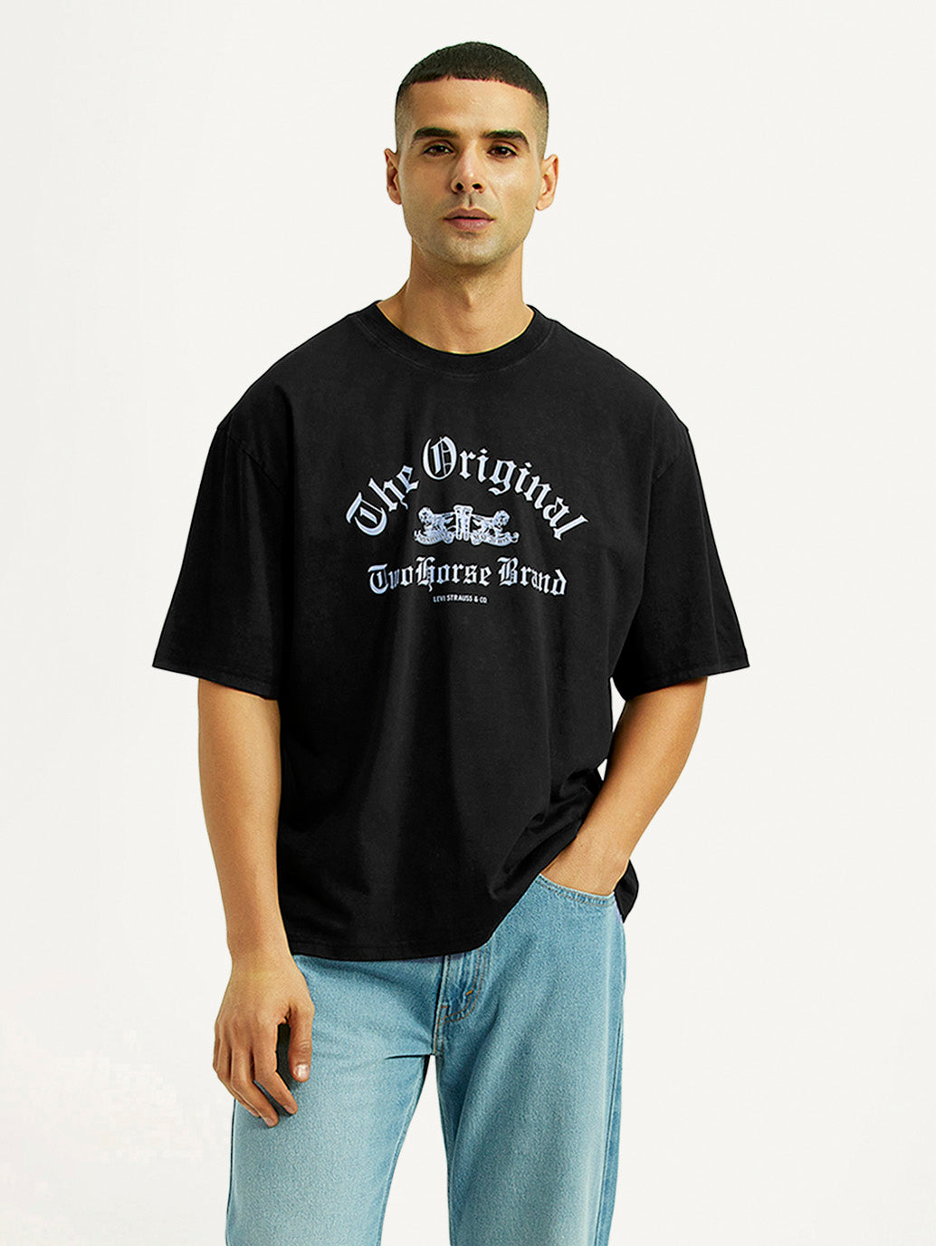 Men's Graphic Print Black Boxy T-shirt