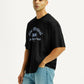 Men's Graphic Print Black Boxy T-shirt - Side View