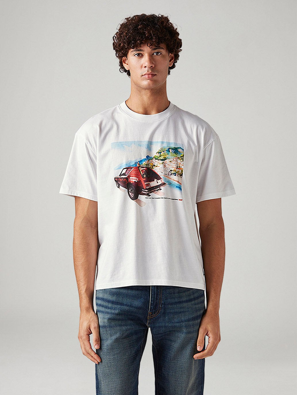 Men's Graphic Print Boxy Fit T-Shirt - Front View