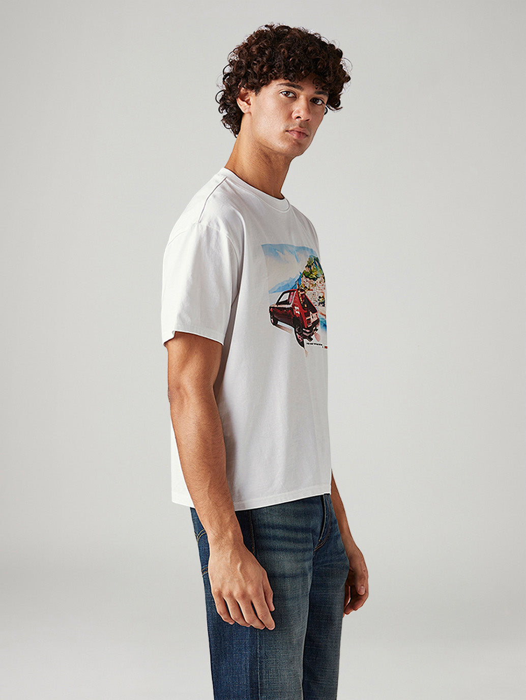 Men's Graphic Print Boxy Fit T-Shirt - Side View