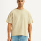 Men's Brand Logo Beige Loose Fit T-shirt - Styleshot View