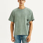 Men's Embroidered Green Boxy T-shirt - Front View