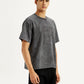 Men's Typographic Print Charcoal Grey Boxy T-shirt - Side View