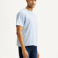 Men's Striped Light Blue Boxy T-shirt - Side View