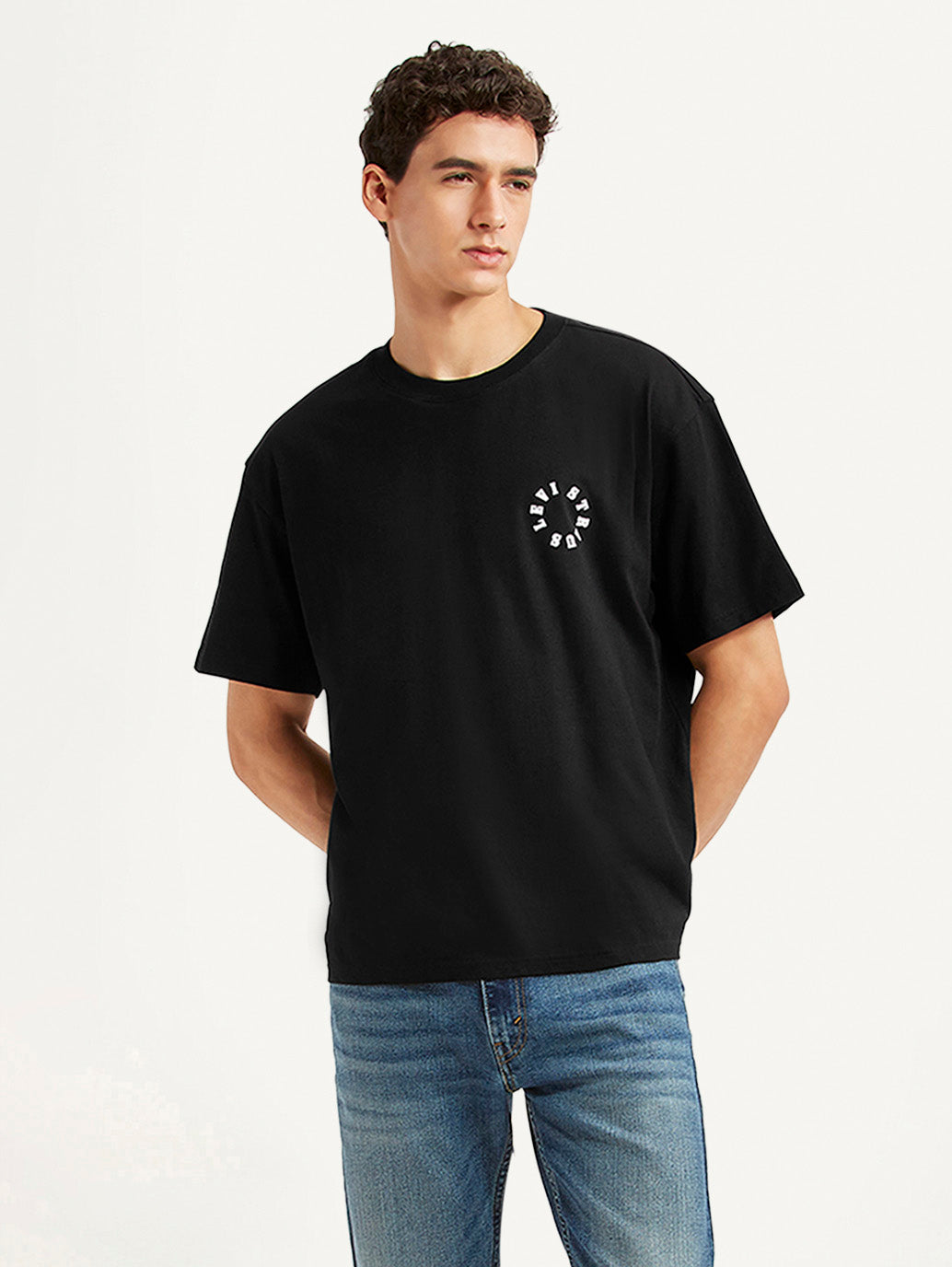 Men's Brand Logo Black Boxy T-shirt