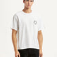Men's Brand Logo White Boxy T-shirt - Front View