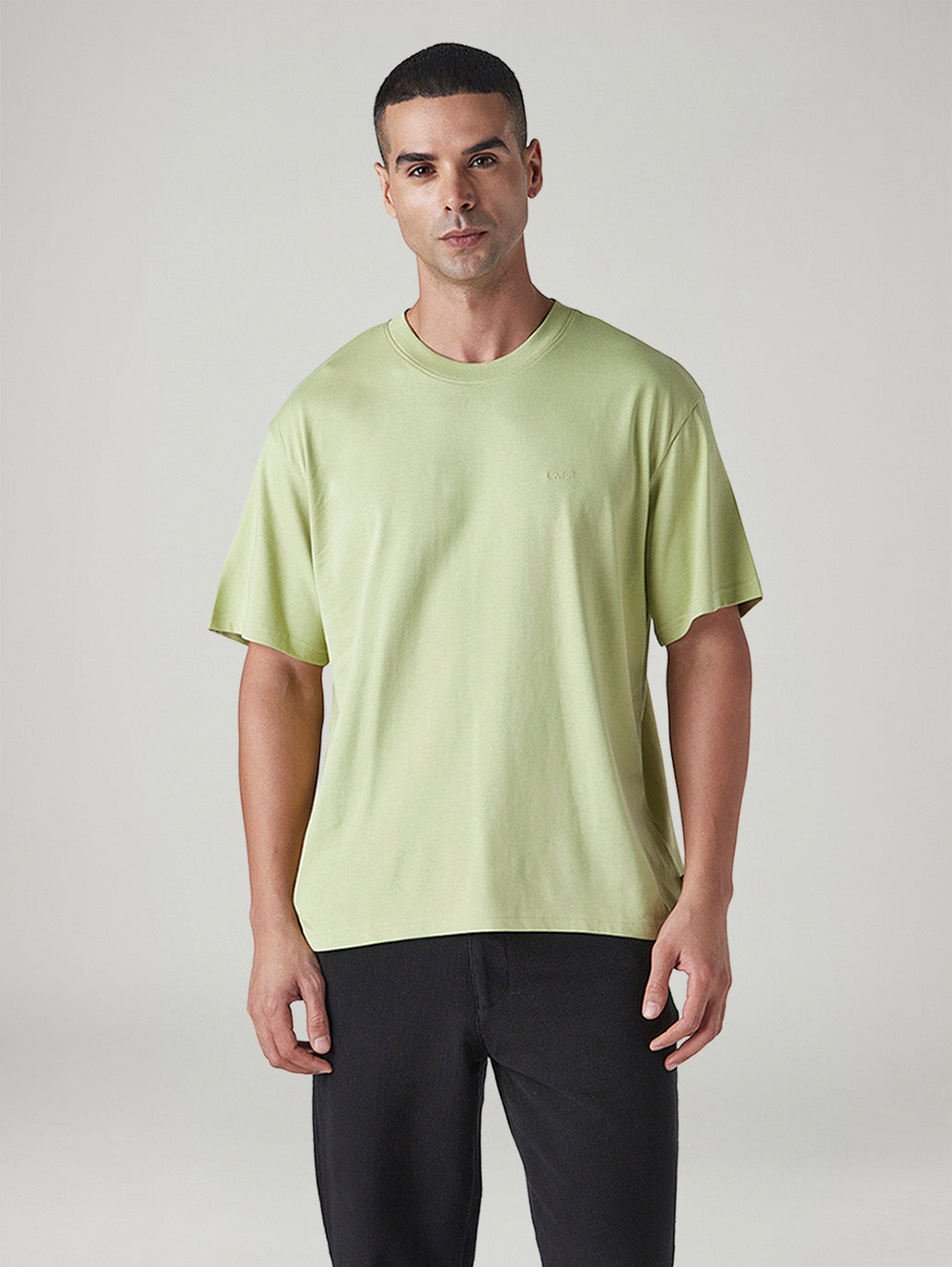 Men's Solid Boxy Fit Jersey T-Shirt - Front View