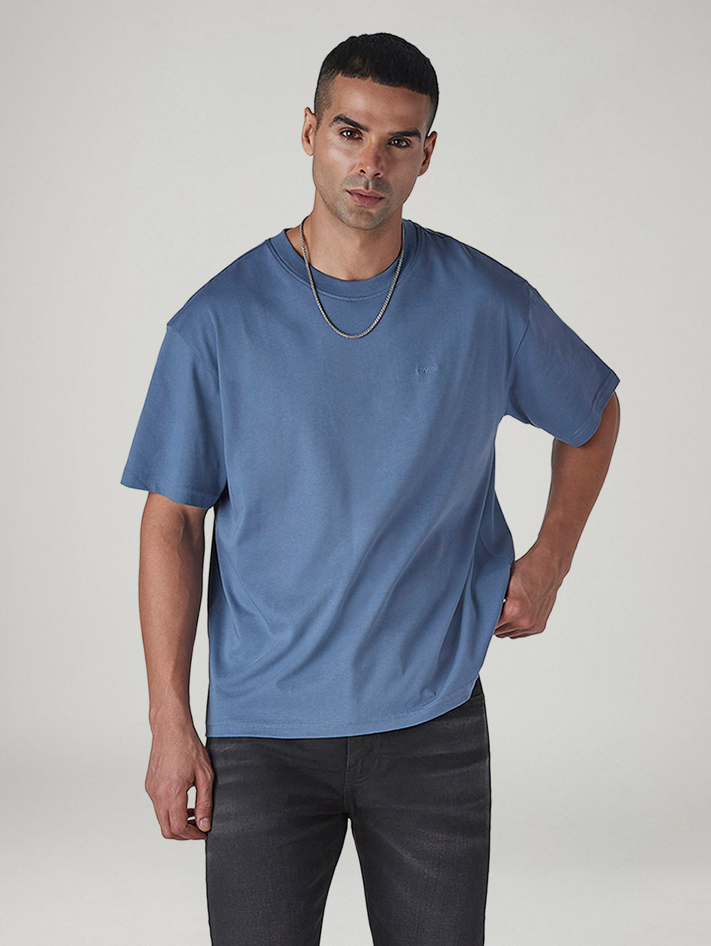 Men's Solid Boxy Fit Jersey T-Shirt