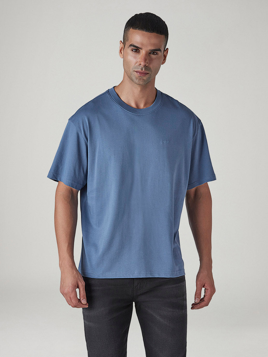 Men's Solid Boxy Fit Jersey T-Shirt - Front View