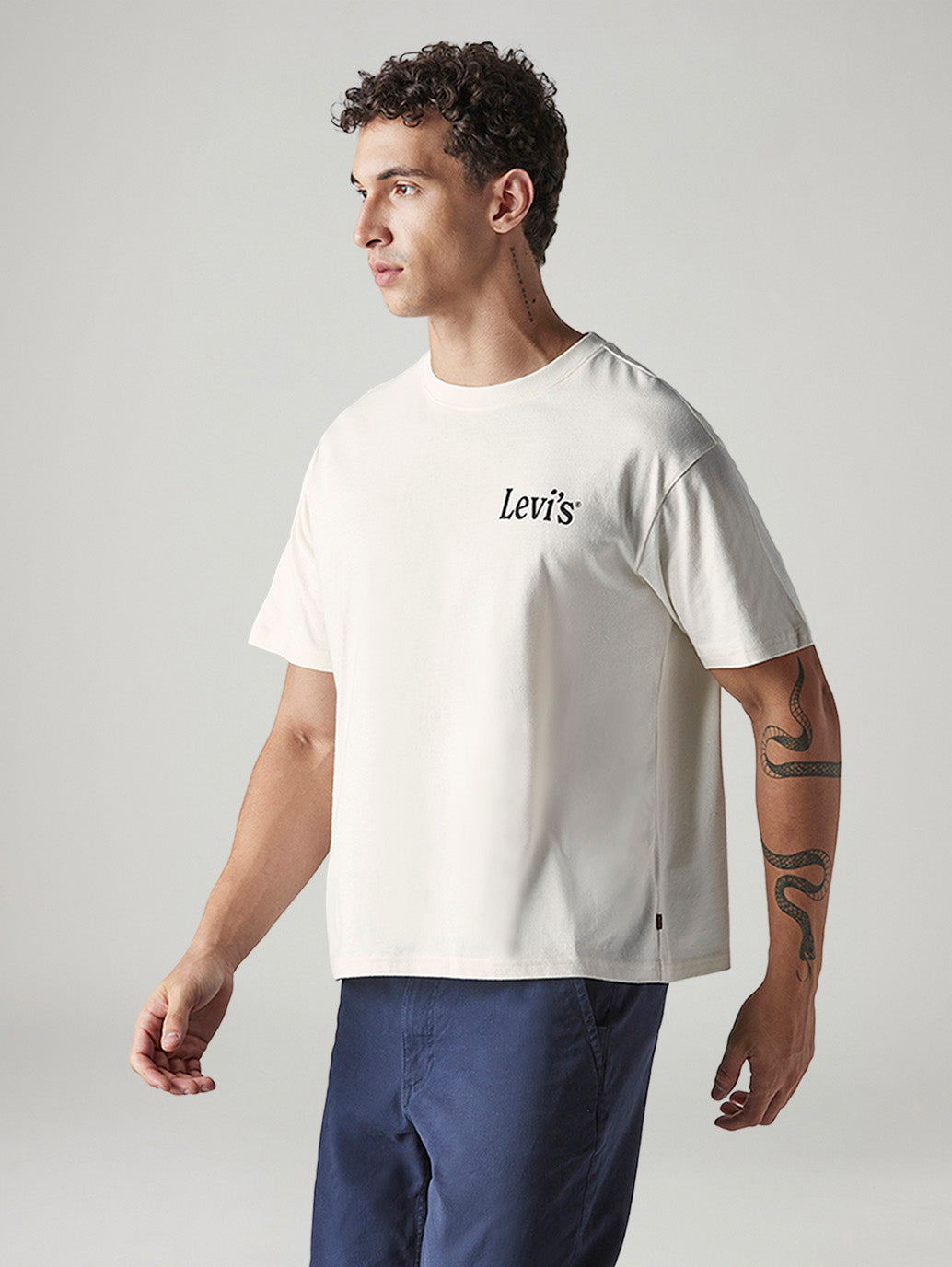 Men's Graphic Print Boxy Fit Jersey T-Shirt - Side View