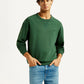 Men's Overdyed Solid Green Crew Neck Sweatshirt - Styleshot View
