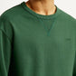 Men's Overdyed Solid Green Crew Neck Sweatshirt - Detail View