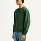 Men's Overdyed Solid Green Crew Neck Sweatshirt - Side View