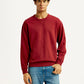 Men's Overdyed Solid Red Crew Neck Sweatshirt - Front View