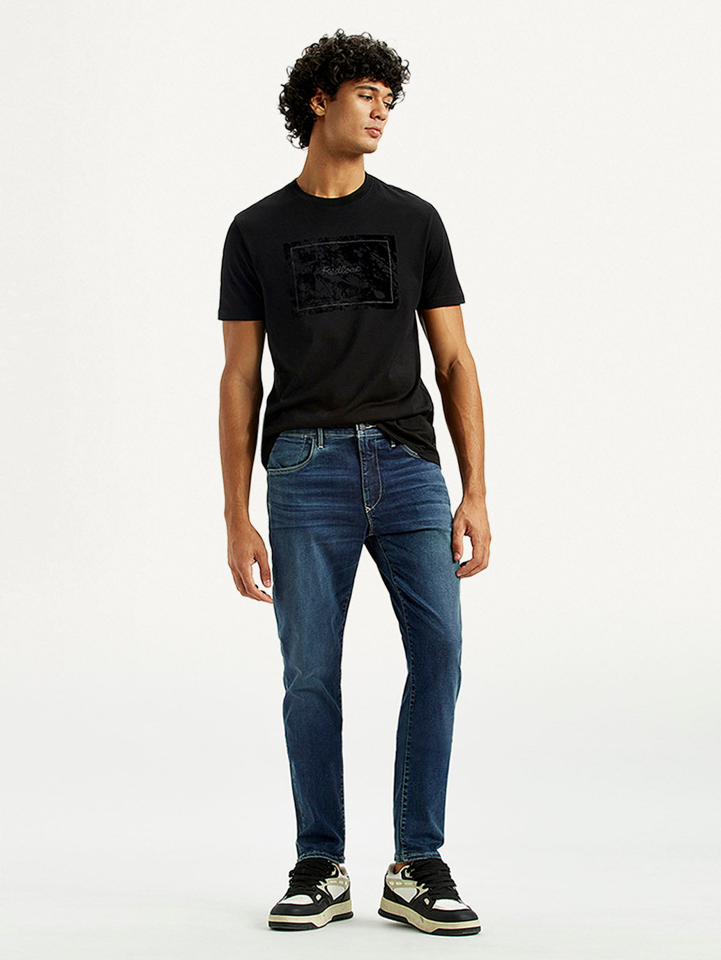 Men's Redloop 512 Dark Indigo Slim Tapered Fit Mid Rise Jeans - Styleshot View