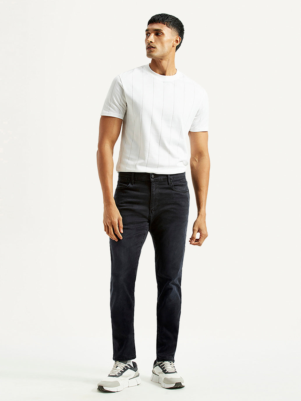 Men's Redloop 512 Charcoal Grey Slim Tapered Fit Mid Rise Jeans - Front View