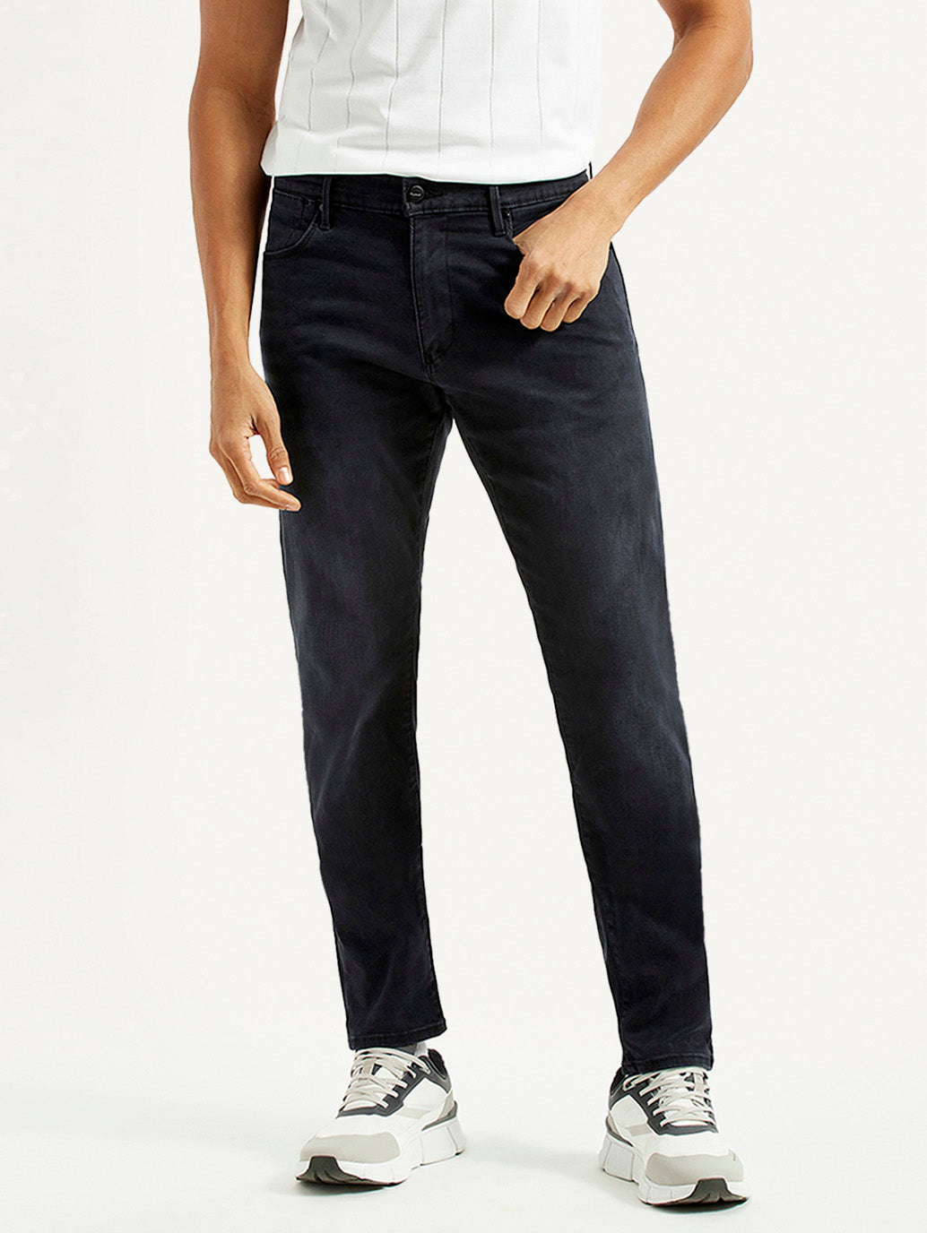Men's Redloop 512 Charcoal Grey Slim Tapered Fit Mid Rise Jeans - Front View