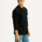Men's Solid Black Crew Neck Sweatshirt - Side View