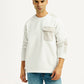 Men's Colorblock White Crew Neck Sweatshirt - Front View
