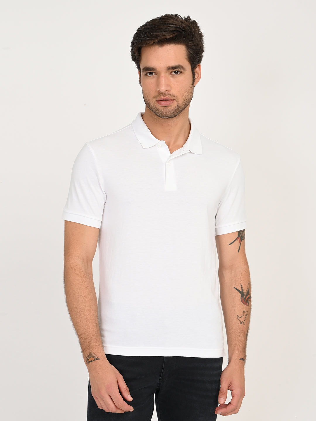 Men's Solid White Polo T-Shirt