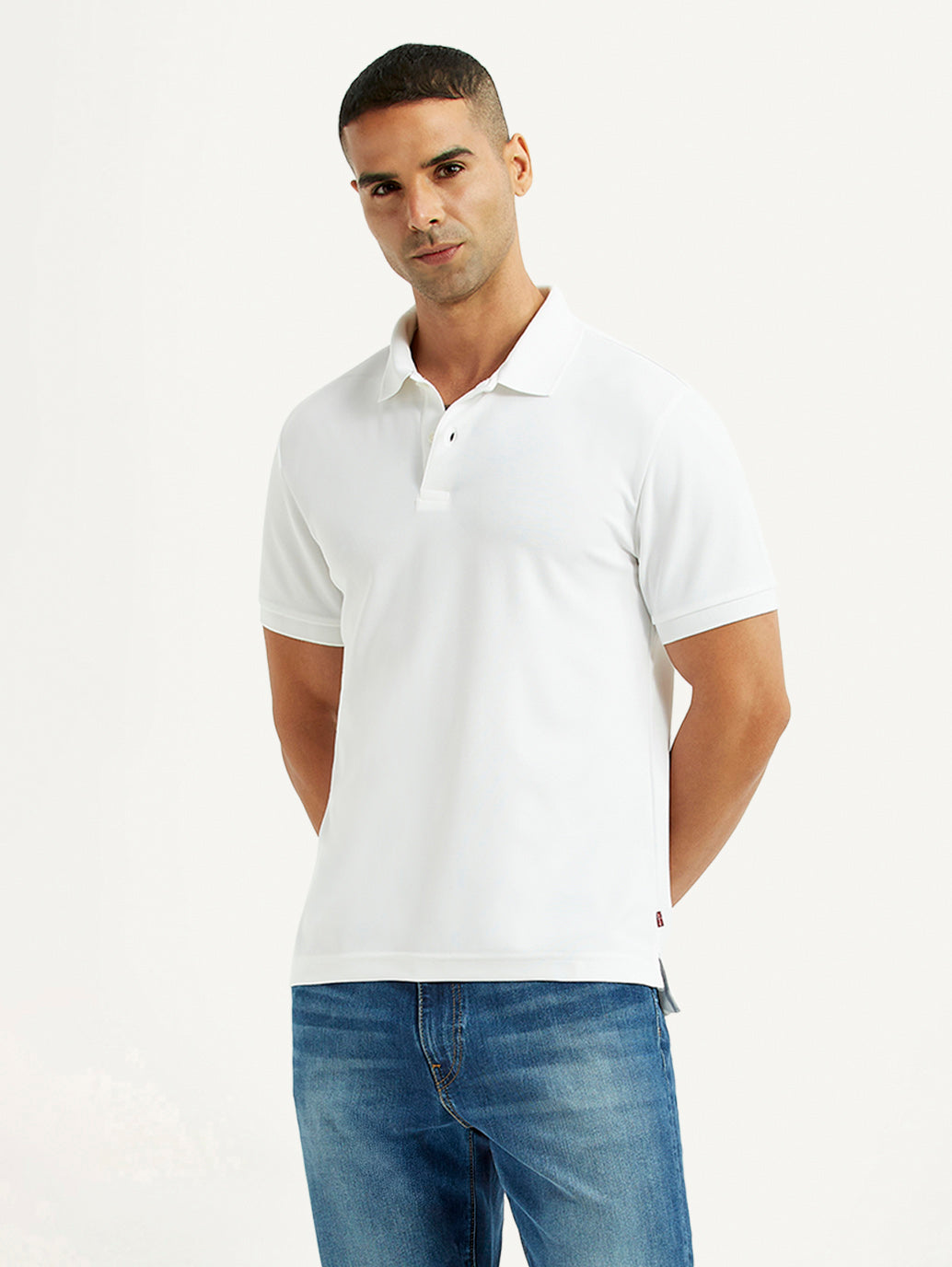 Men's Solid White Polo T-Shirt