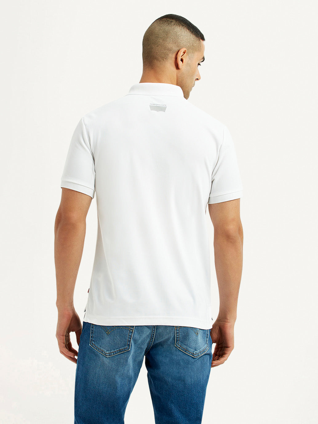 Men's Solid White Polo T-Shirt - Back View