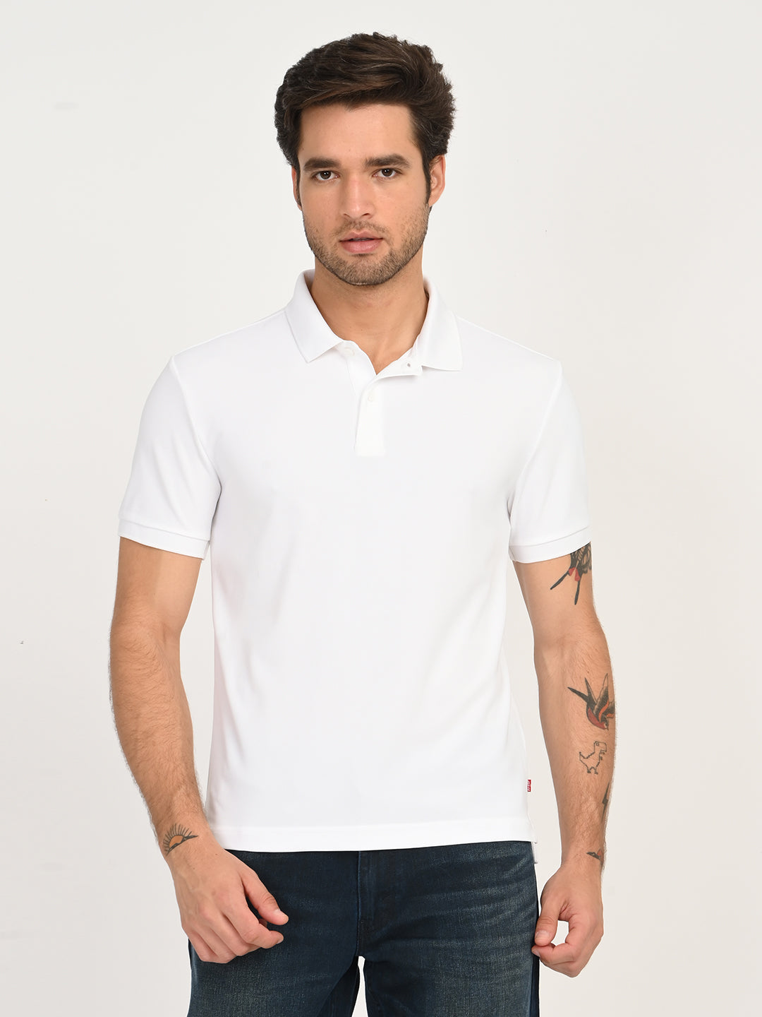 Men's Solid White Polo T-Shirt - frount View