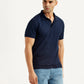 Men's Solid Navy Blue Polo T-Shirt - Styleshot View