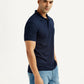 Men's Solid Navy Blue Polo T-Shirt - Side View