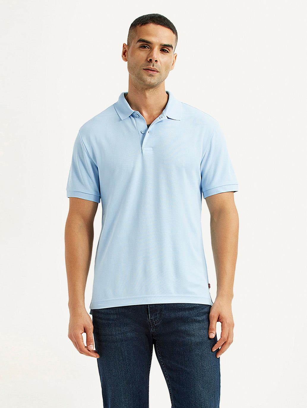 Men's Solid Light Blue Polo T-Shirt - 70ff61be-49de-439f-874b-98f2466480be View