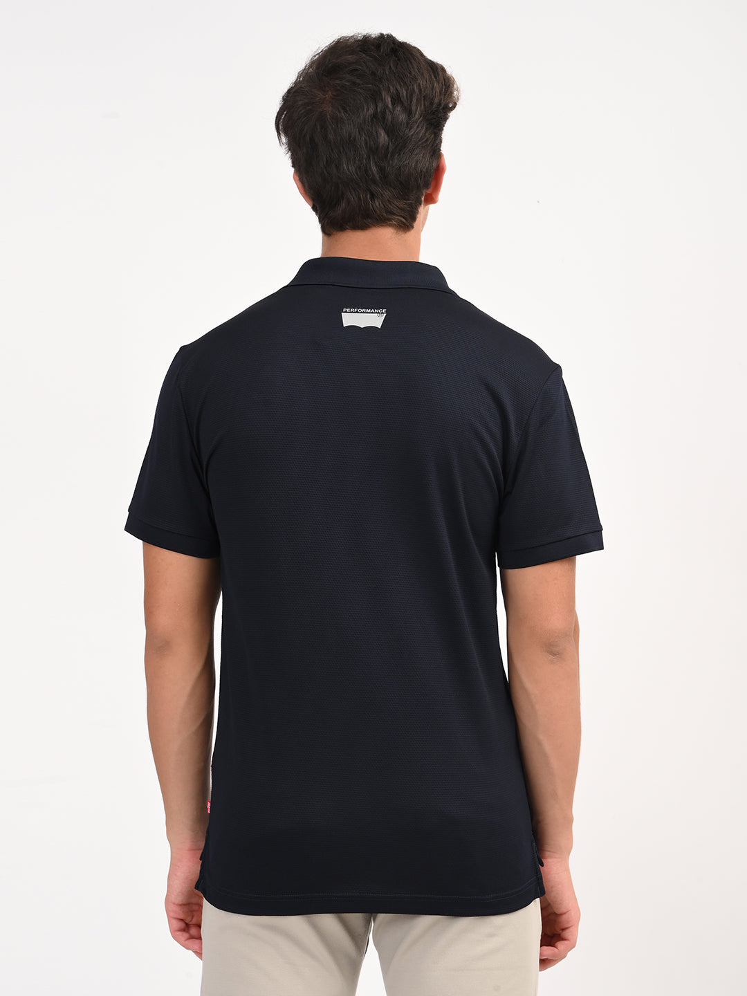 Men's Solid Black Polo T-Shirt - back View