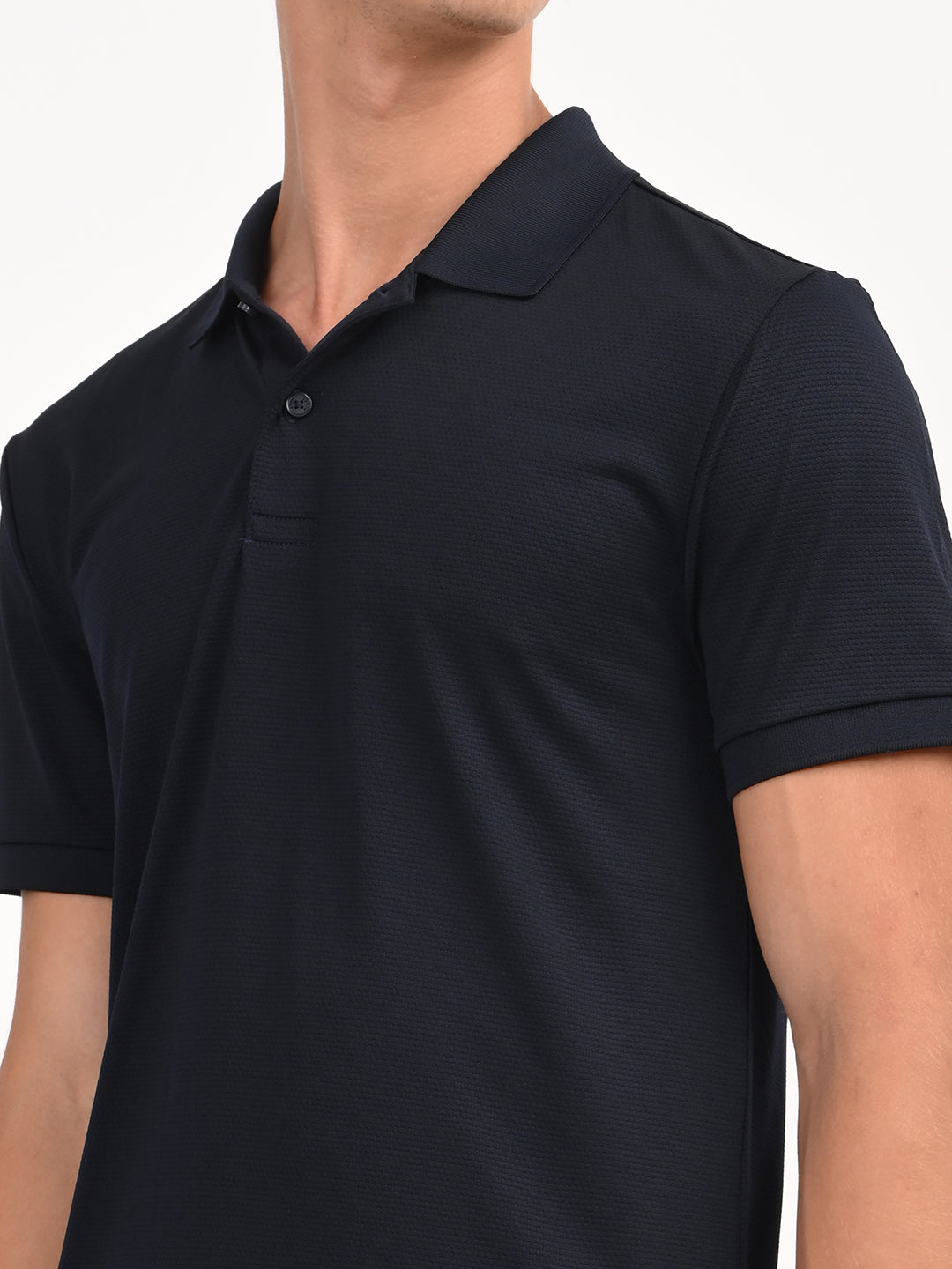 Men's Solid Black Polo T-Shirt - deatil View