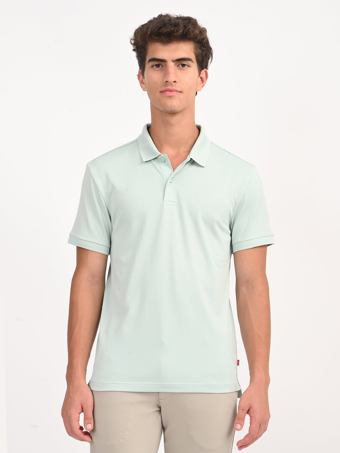 Men's Solid Light Green Polo T-Shirt - frount View