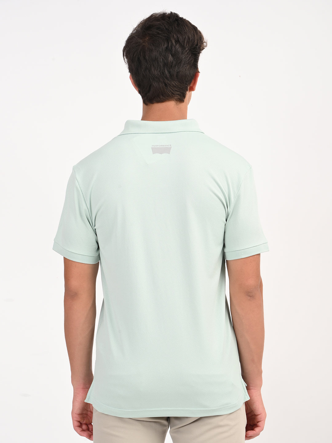 Men's Solid Light Green Polo T-Shirt - back View