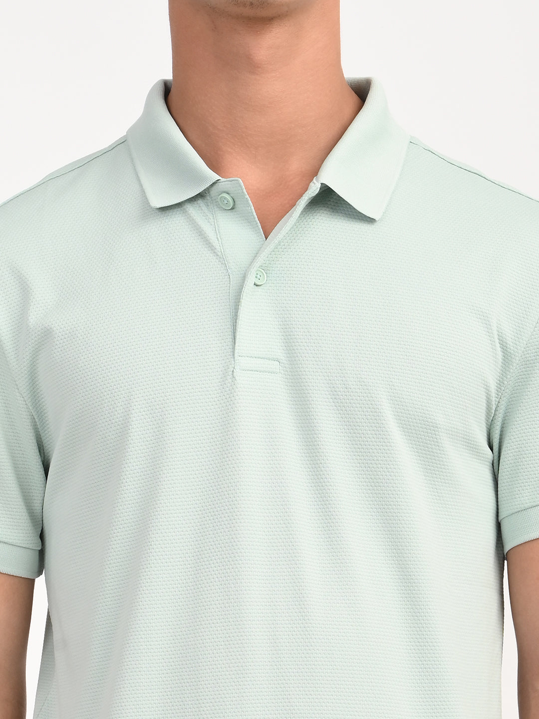 Men's Solid Light Green Polo T-Shirt - deatil View
