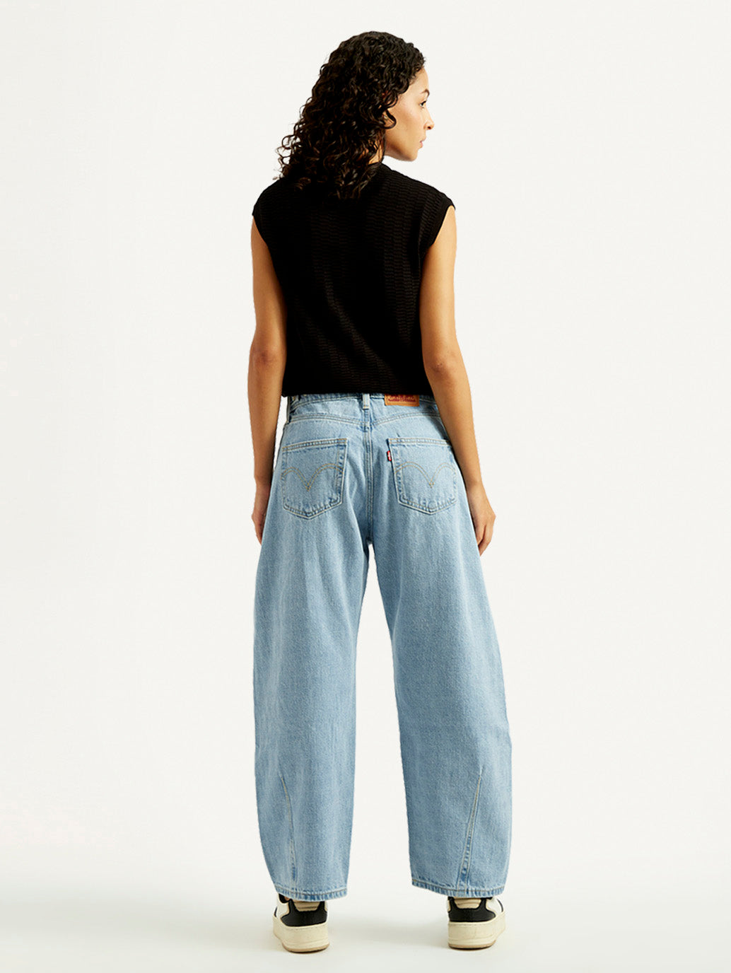 Women's Cinch Light Blue Barrel Loose Fit Mid Rise Jeans - Back View