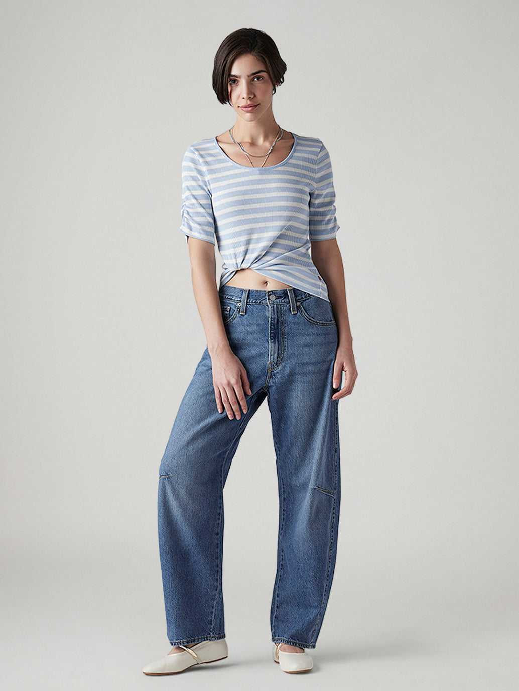 Women's Cinch Baggy Dad Barrel Loose Fit Mid Rise Jeans - Styleshot View