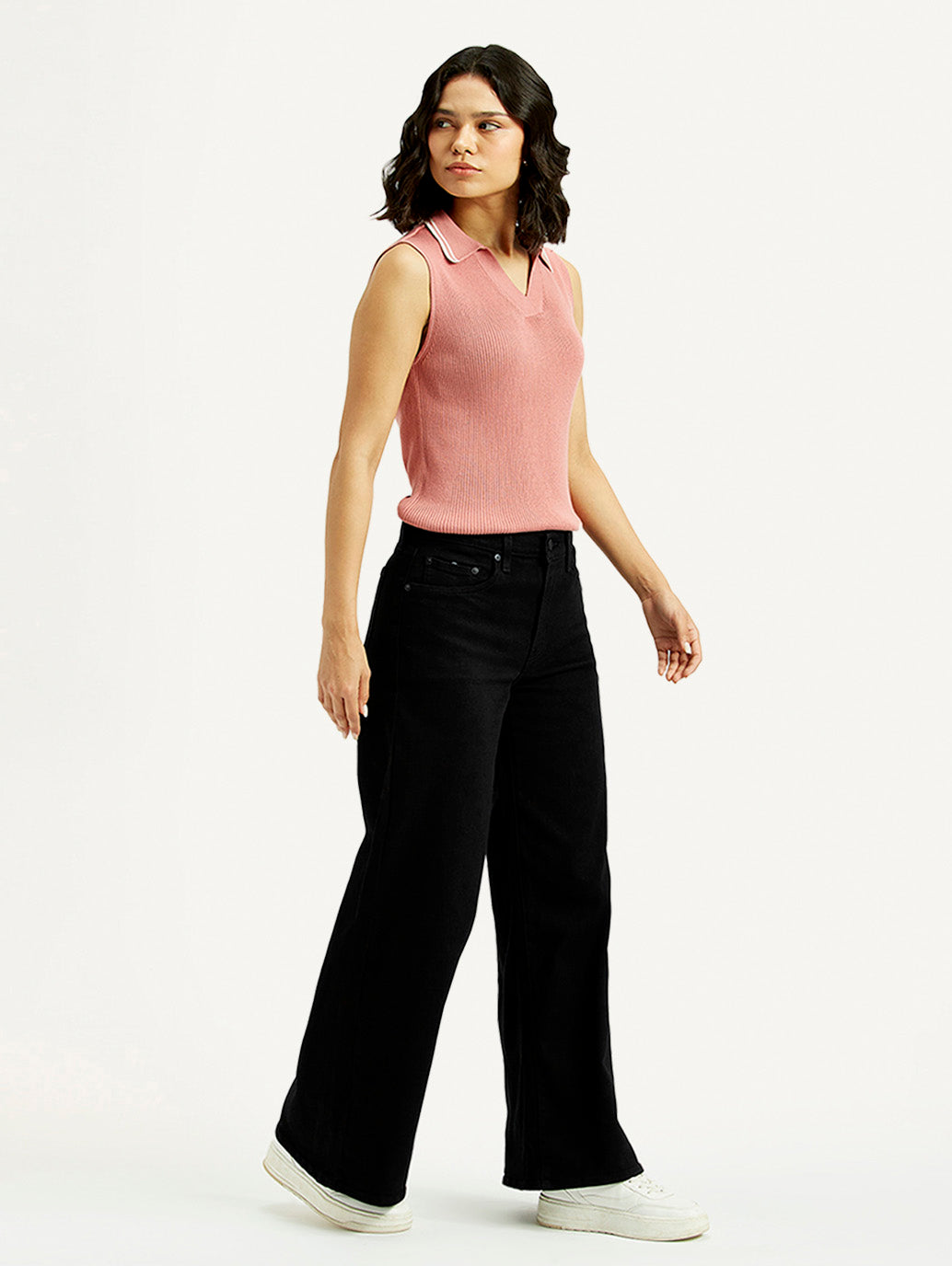 Women's 728 Black Flared Fit High Rise Jeans - Side View