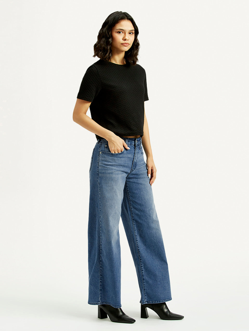 Women's 728 Dark Blue Flared Fit High Rise Jeans - Side View