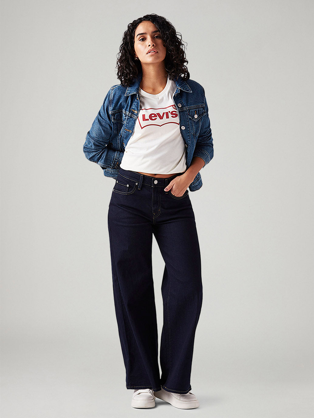 Women's 728 Dark Blue Wide Leg Fit High Rise Jeans