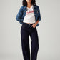 Women's 728 Dark Blue Wide Leg Fit High Rise Jeans - Styleshot View
