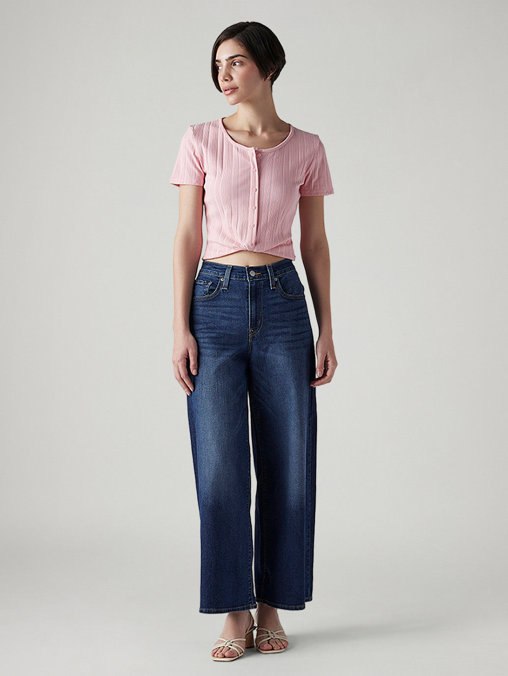 Women's 728 Blue Wide Leg Fit High Rise Jeans - Styleshot View