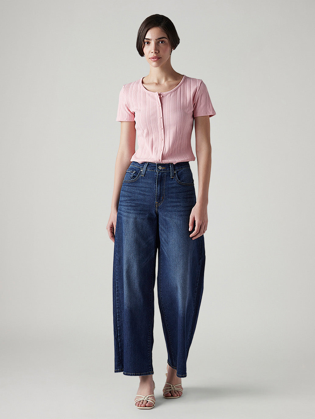 Women's 728 Blue Wide Leg Fit High Rise Jeans - Front View