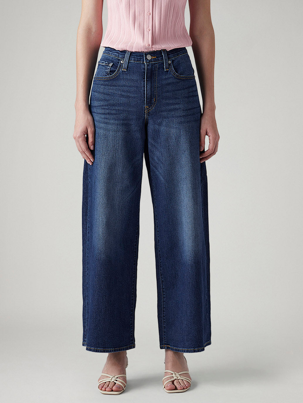 Women's 728 Blue Wide Leg Fit High Rise Jeans - Front View