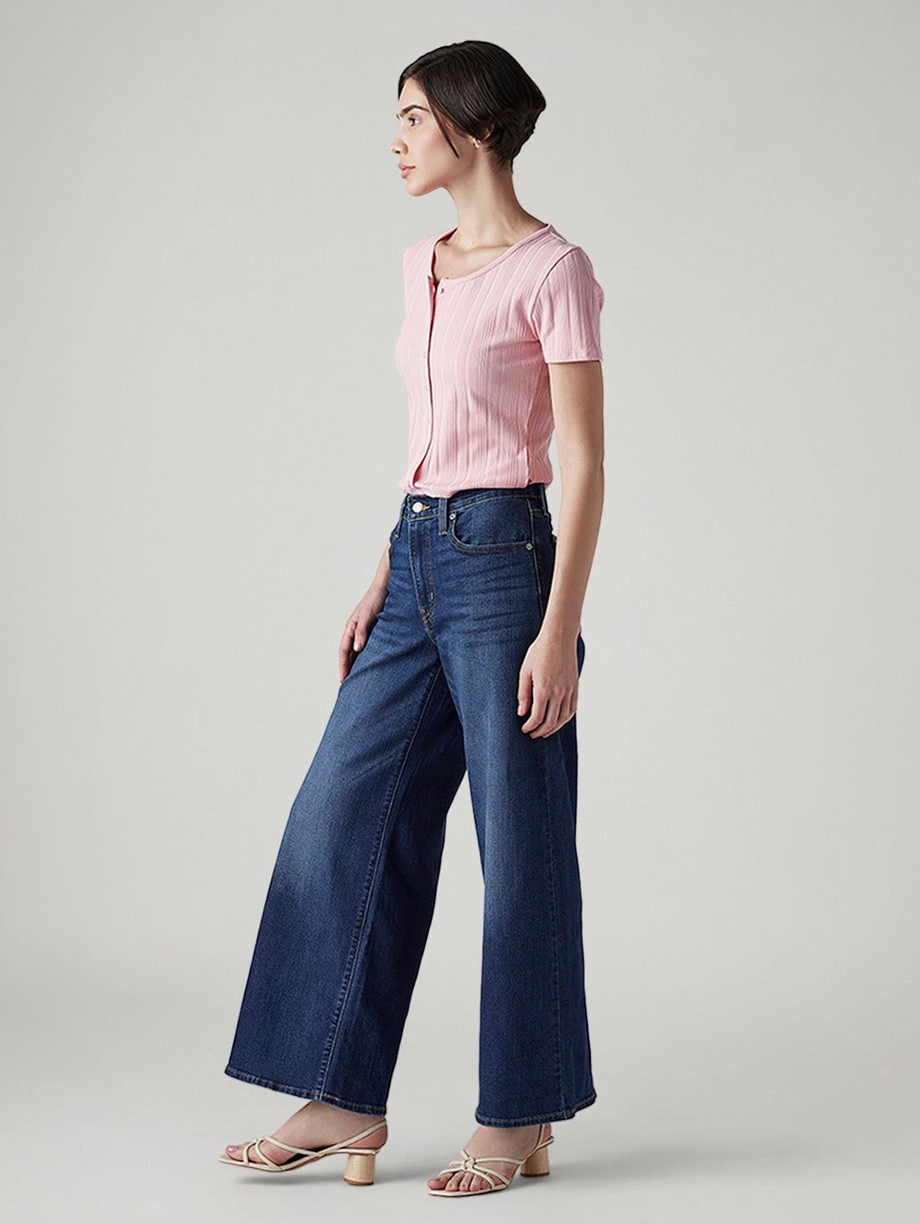 Women's 728 Blue Wide Leg Fit High Rise Jeans - Side View