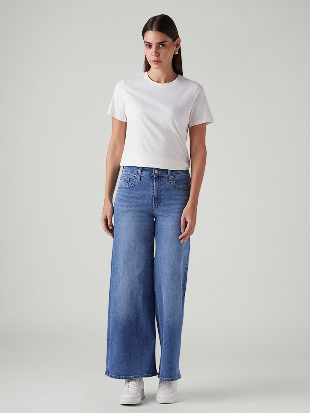 Women's 728 Blue Wide Leg Fit High Rise Jeans - Front View