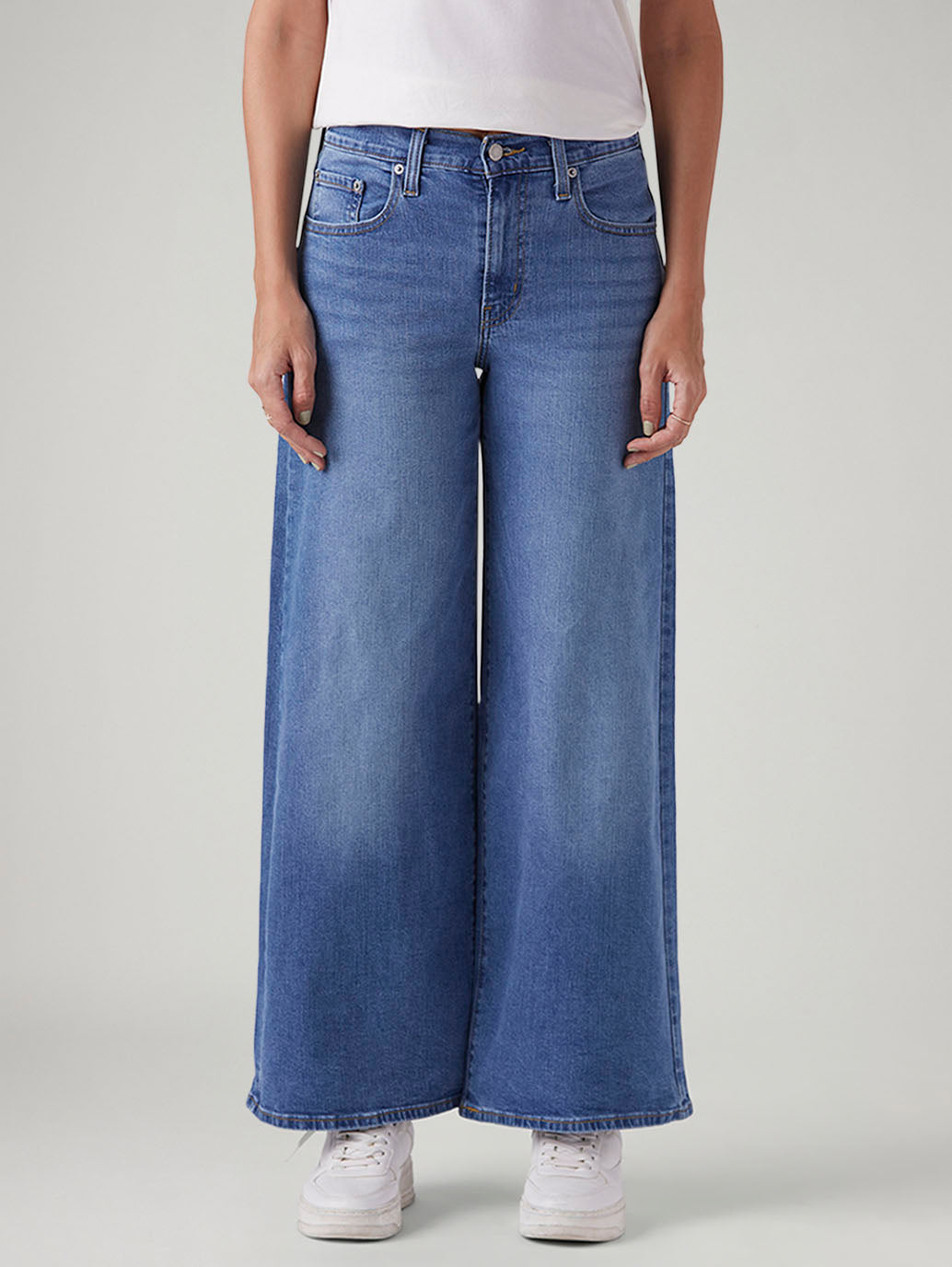 Women's 728 Blue Wide Leg Fit High Rise Jeans - Front View