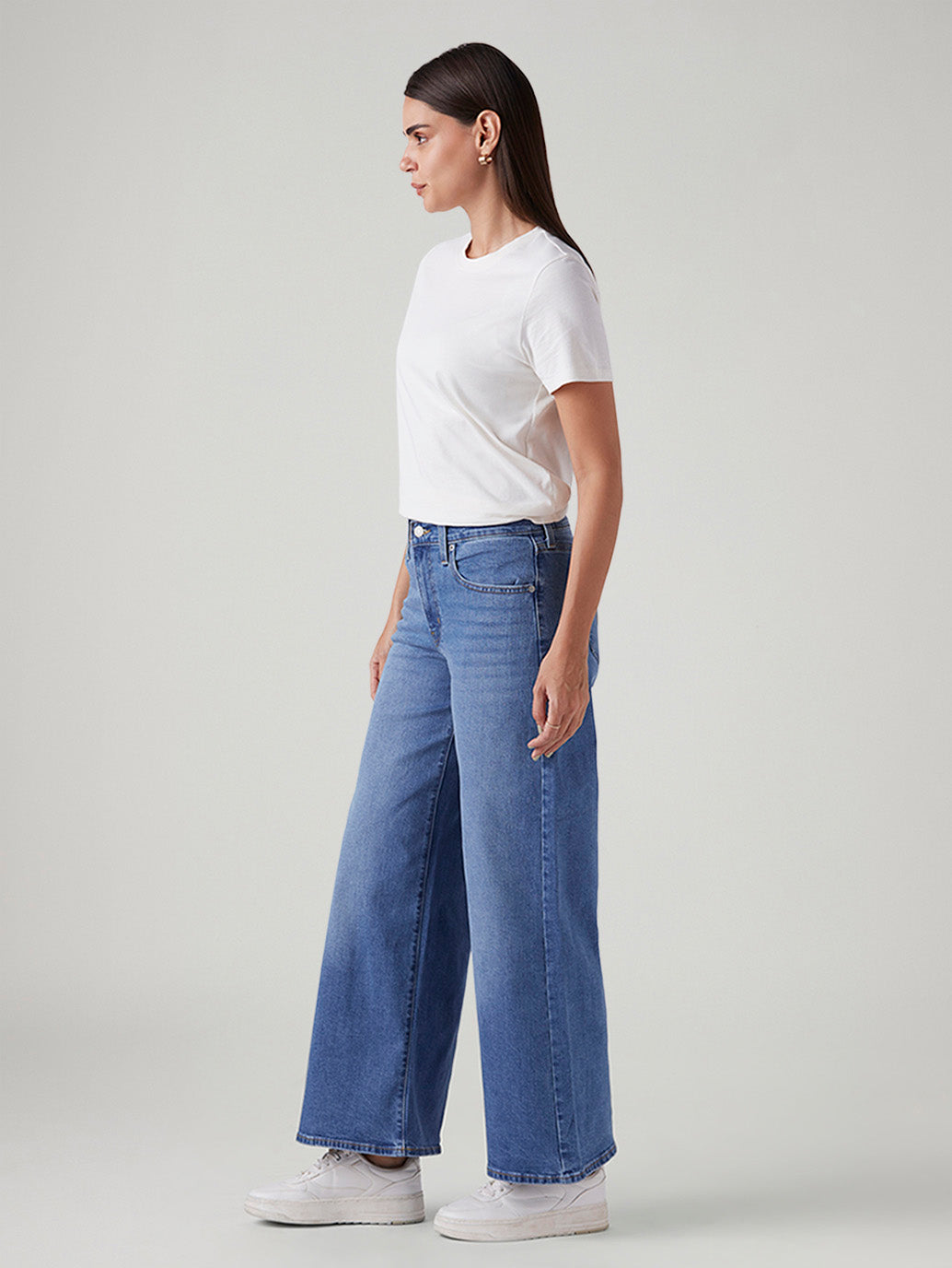 Women's 728 Blue Wide Leg Fit High Rise Jeans - Side View