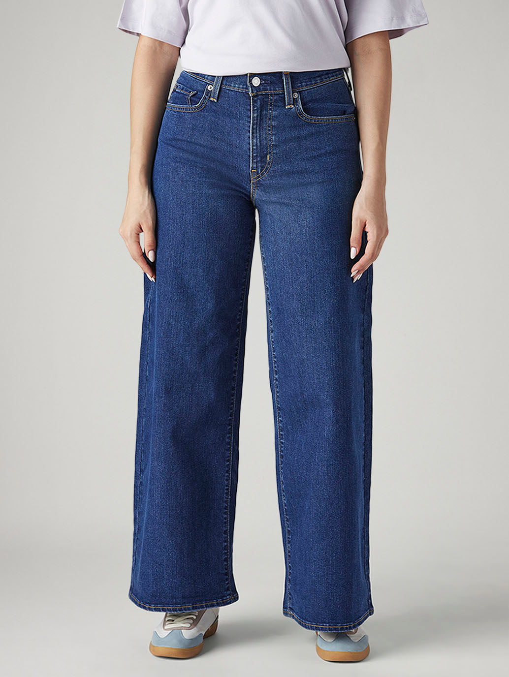 Women's 728 Blue Wide Leg Fit High Rise Jeans - Front View