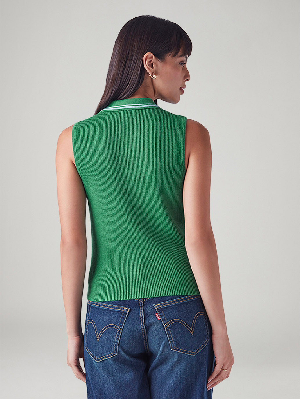 Women's Textured Regular Fit Knitted Top - Back View